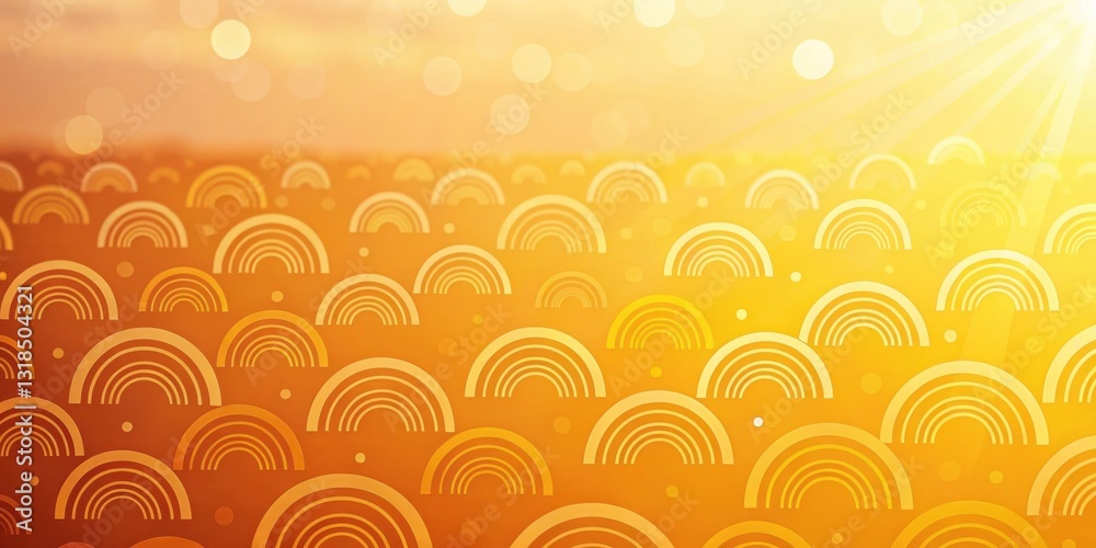 Poster Abstract Golden Arc Pattern with Sunlit Gradient and Scattered Bokeh