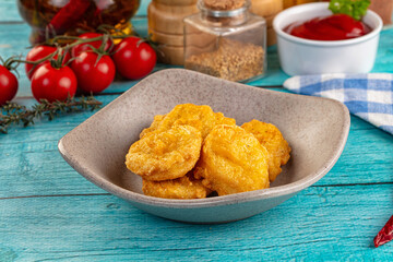 Golden crispy fried chicken nuggets