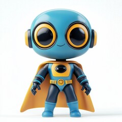 Adorable Superhero in a Robot-Themed Costume, isolated on clear white background