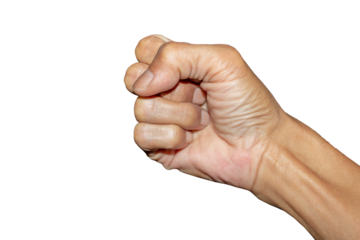 Clenched Human Fist Gesture Isolated on Transparent Background — Symbol of Strength, Power, and Determination