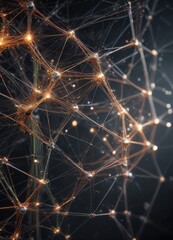 Obraz premium intricate network of particles and lines forming a dynamic mesh design, geometric, design, particle