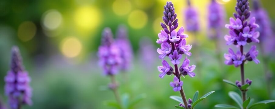 Delicate lavender flowers blooming on Plectranthus Mona foliage, bloom, garden