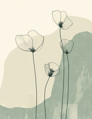 flower illustration, cartoons aquarell textil pattern minimal pai nting ornament botanical