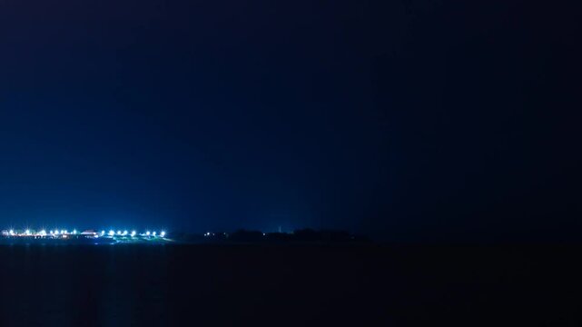 Timelapse of night contryside shore