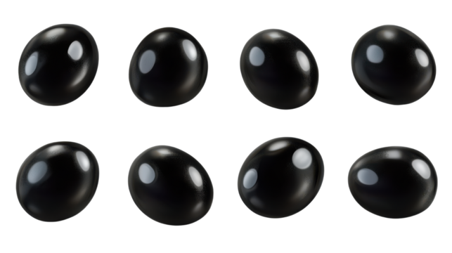set of black olives isolated on white background