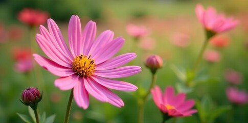 Obraz premium Globe daisy Globularia cordifolia L in a field, globularia, pink