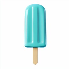 Bright turquoise popsicle isolated on a bright white background