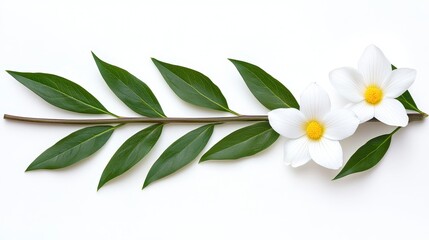 Obraz premium A beautiful flower and leaf isolated on a white background showcasing natural beauty and botanical element