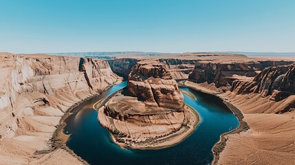 Aerial View of Horseshoe Bend Canyon in Arizona Desert