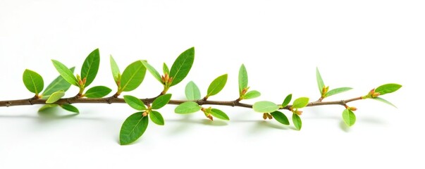 Small twigs and leaves isolated on white background, small plants, branches, background