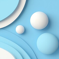 Abstract Composition of Geometric Shapes with Soft Colors and Curved Lines for Background or Design