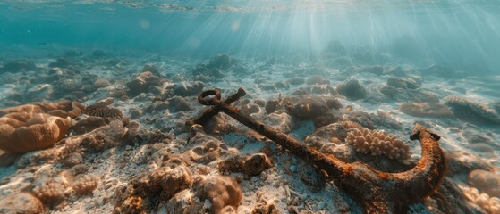 Naklejka premium Colorful coral reef teeming with marine life, clear blue waters, vibrant fish