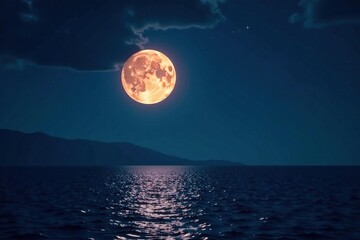 Fase luna creciente con cr?ter en el horizonte de la noche, cr?ter, cielo