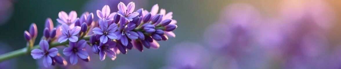 Sprig of lavender with delicate purple flowers, petals, botanical, nature