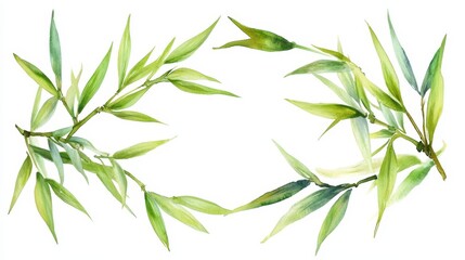 Fototapeta premium Watercolor of Green bamboo forest isolated on white background,hand drawn seamless bamboo pattern,Perfect for wallpapers,web page, surface textures, space for text.