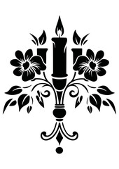 Art Nouveau Candle and Candlestick Graphic Accents, vector illustration, vintage elements	