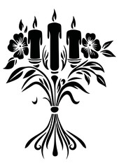 Art Nouveau Candle and Candlestick Graphic Accents, vector illustration, vintage elements	