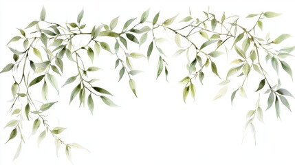 Obraz premium Watercolor of Green bamboo forest isolated on white background,hand drawn seamless bamboo pattern,Perfect for wallpapers,web page, surface textures, space for text.
