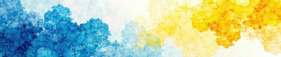 Fototapeta premium Geometric watercolor design with blue and yellow hues, watercolor, artistic, geometric