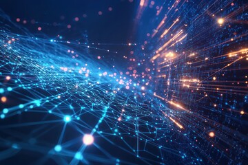 Obraz premium Network effects and fiber optics depict high-speed internet visuals.