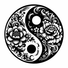 Abstract Floral Yin Yang for Zen and Meditation Themes