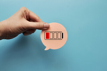 A dead battery, a symbol of lack of energy, fatigue, de-energization, sadness