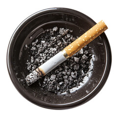 Burnt Cigarette Resting in Ashtray with Ash &ndash; Anti-Smoking Awareness PNG