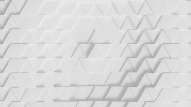 abstract white 3d triangle pattern background video, 4k seamless loop	
