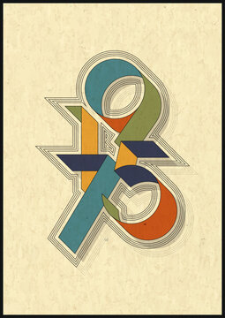 1975 Vintage Style Poster from the Seventies, 70s Colors and Shapes