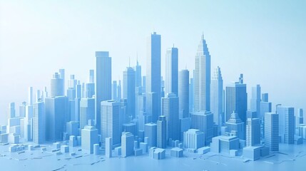 Obraz premium Monochromatic Minimalist Cityscape Illustration of a Modern Urban Skyline