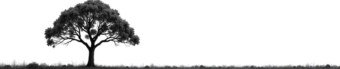 Isolated tree in stark black and white contrast, branch, tree, contrast