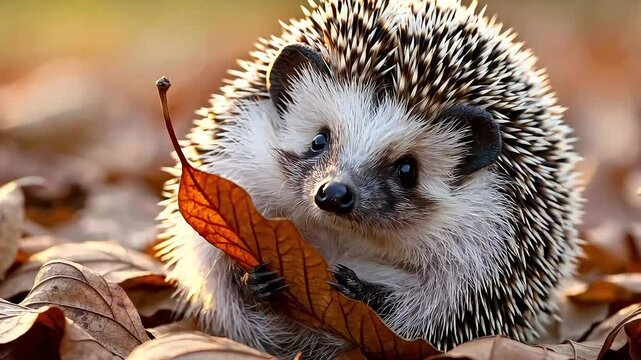 Cute Hedgehog Autumn Video