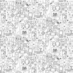 Games doodle element seamless pattern