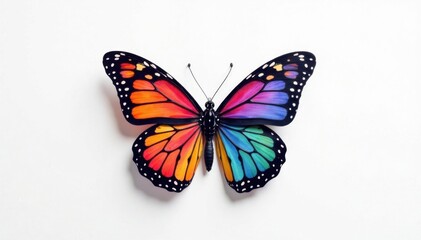 Minimalist flying butterfly design on white background, butterflies, silhouette, abstract