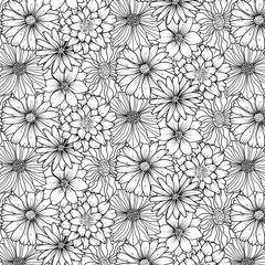 flower line art hand drawn doodle seamless pattern background