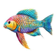 Fototapeta premium Vibrant Parrotfish Coral Reef on transparent Background.