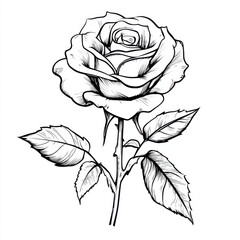 a simple outline of a rose 