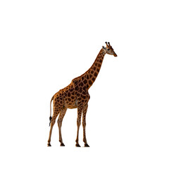 Naklejka premium Giraffe isolated on transparent background. Giraffe Walking on Black Background giraffe isolated on white background giraffe isolated on white