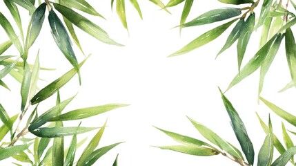 Fototapeta premium Watercolor of Green bamboo forest isolated on white background,hand drawn seamless bamboo pattern,Perfect for wallpapers,web page, surface textures, space for text.