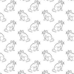Obraz premium rat doodle line art seamless pattern
