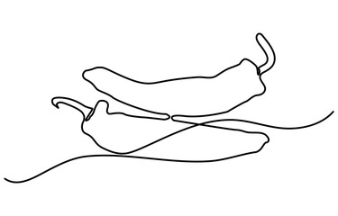 Continuous one single line drawing of hot chili vector design illustration