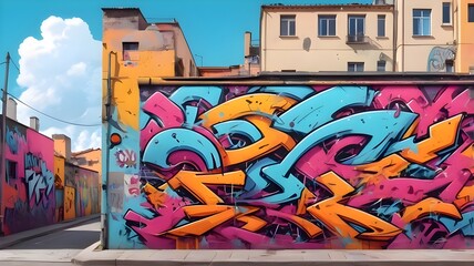 Vibrant Street Graffiti Mural with Bold Urban Lettering