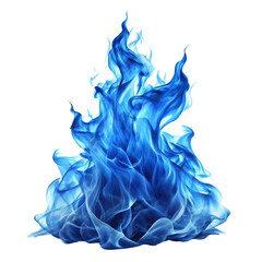 Vivid Blue Fire Isolated on White Background
