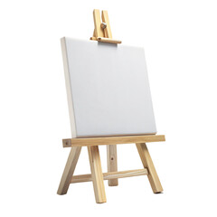 Canvas and Easel Isolated on White Background
