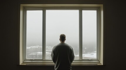 Person Contemplating, Looking Out Window