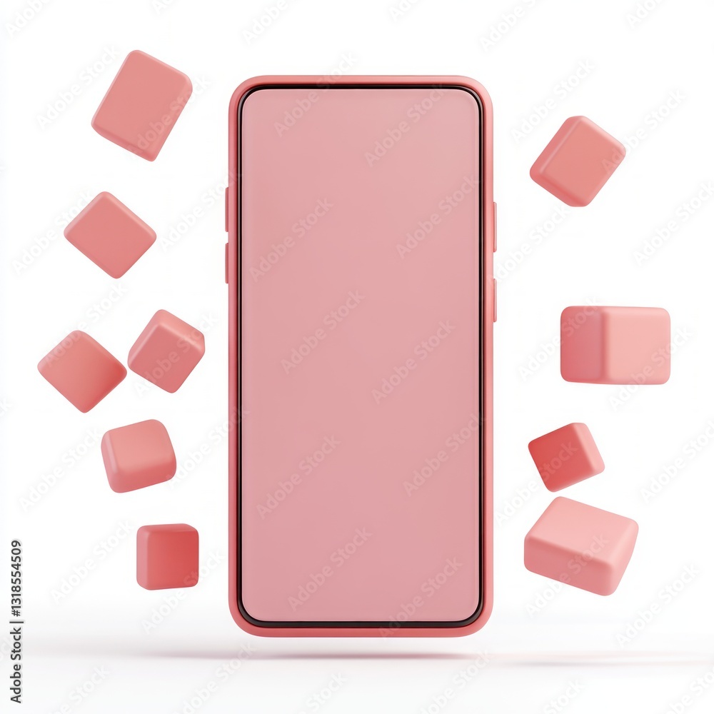 Aufkleber Elegant 3D Clay Smartphone Design with Colorful Clay Objects