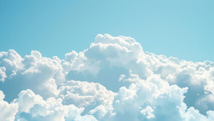 Bright Blue Sky with Fluffy White Clouds on Sunny Day