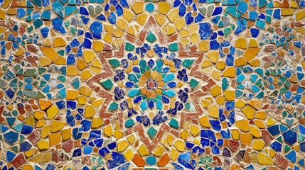 Colorful mosaic pattern creates a beautiful and symmetrical star shape