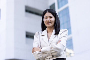 Future remote work combines technology smart phone connection online white digital business woman...