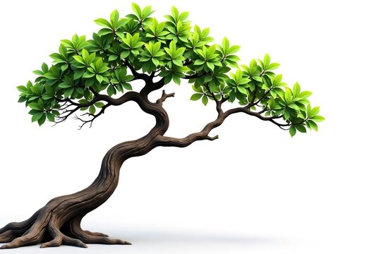 Twisted tree branch isolated on white background, earthy, wood
